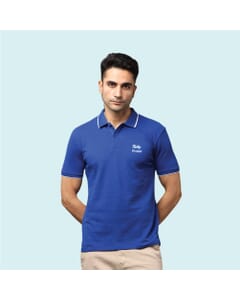 Greys&Blues Pima Collar T-Shirt-Royal Blue with White